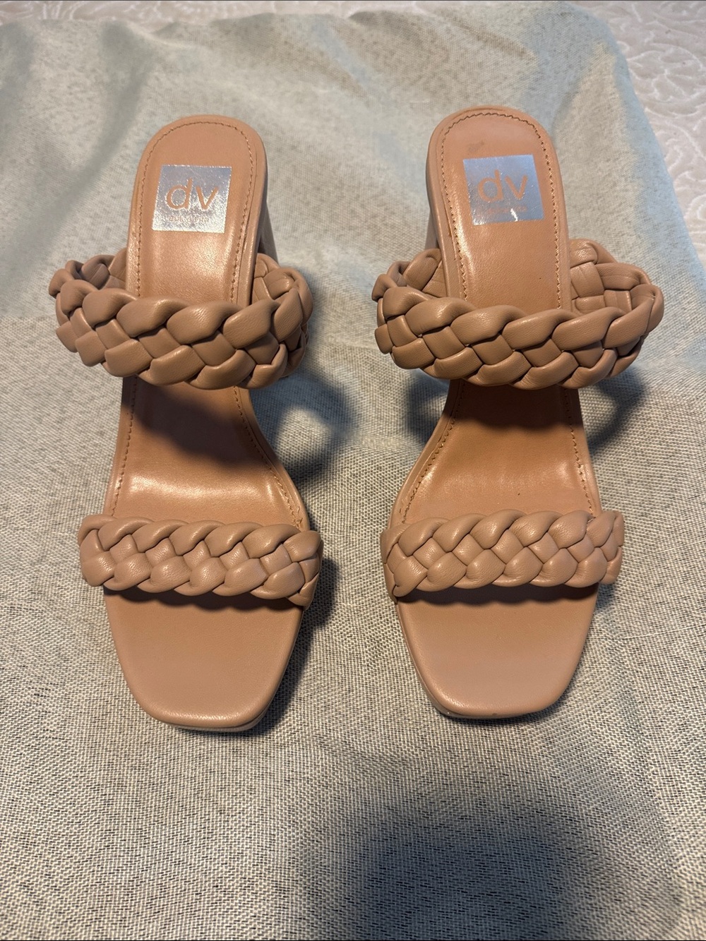 DV by Dolce Vita Braided Double-Strap Block Heel Sandals in Tan - Picture 3 of 5